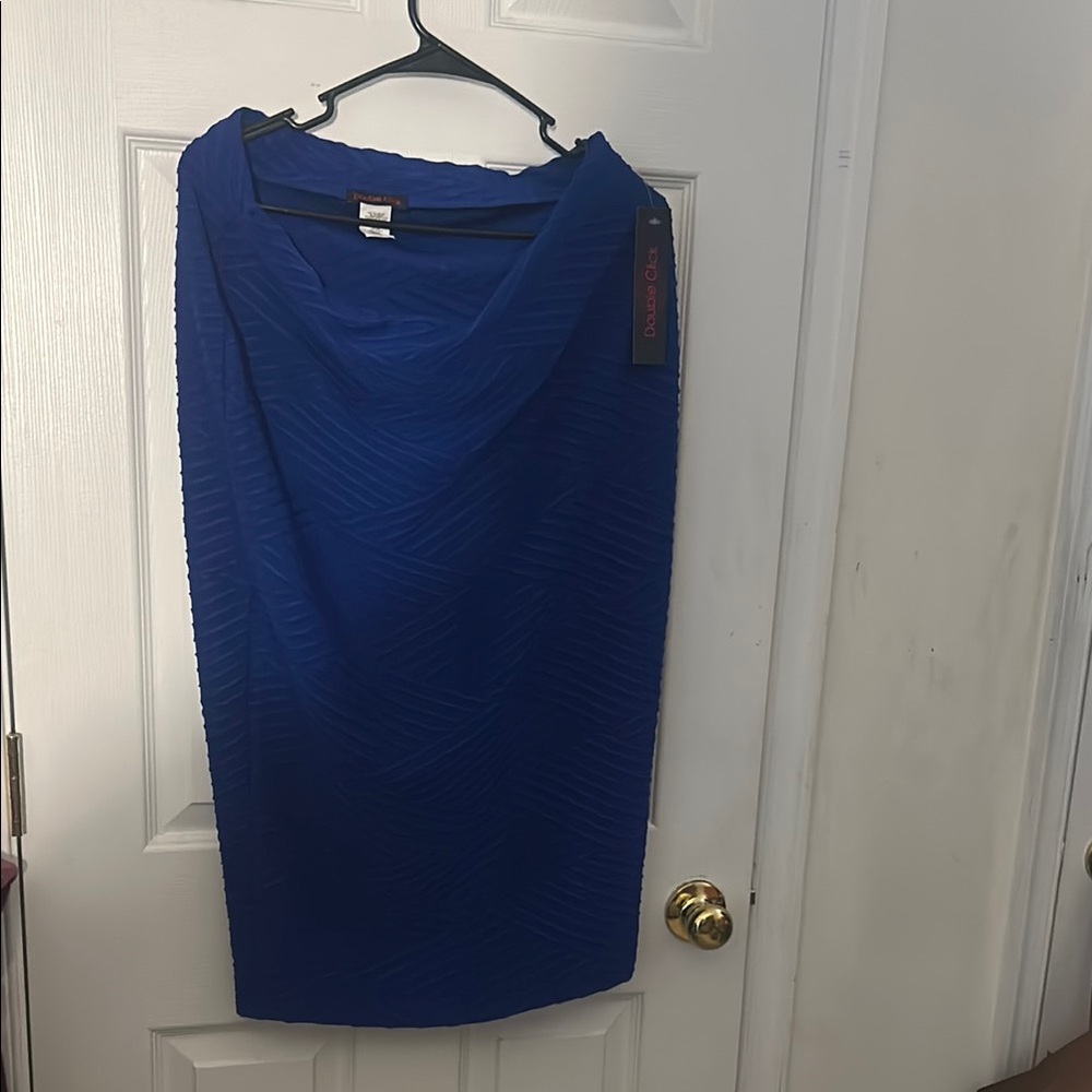 Blue Ruched Pencil Skirt for Work